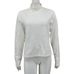 Under Armour Sweatshirt Womens Medium White‎ Mock Neck Ribbed Long Sleeve Casual